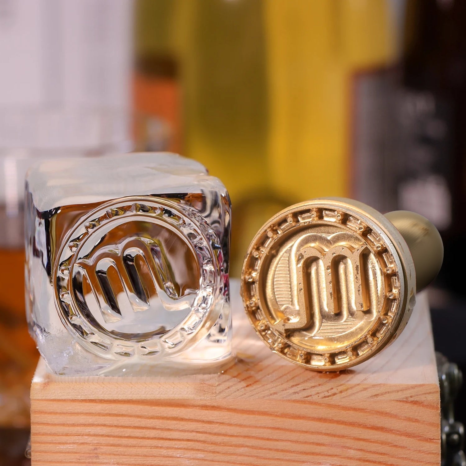 Crystal Coin Brass Ice Stamp for Bartender & Planner