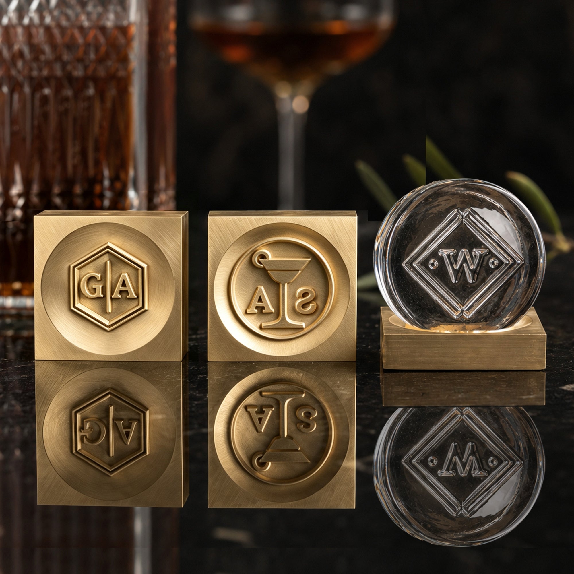 Custom Brass Ice Sphere Stamp with Your Logo : Artwork27
