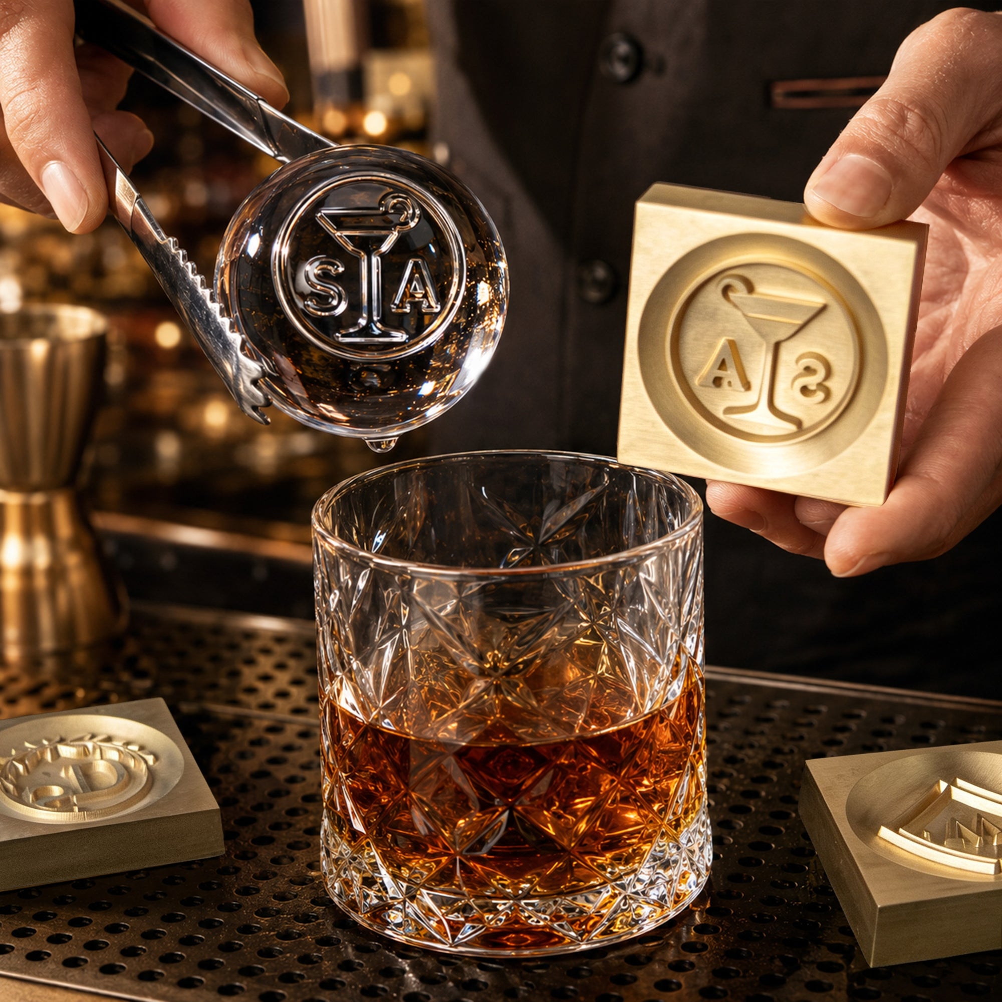 Custom Brass Ice Sphere Stamp with Your Logo : Artwork28