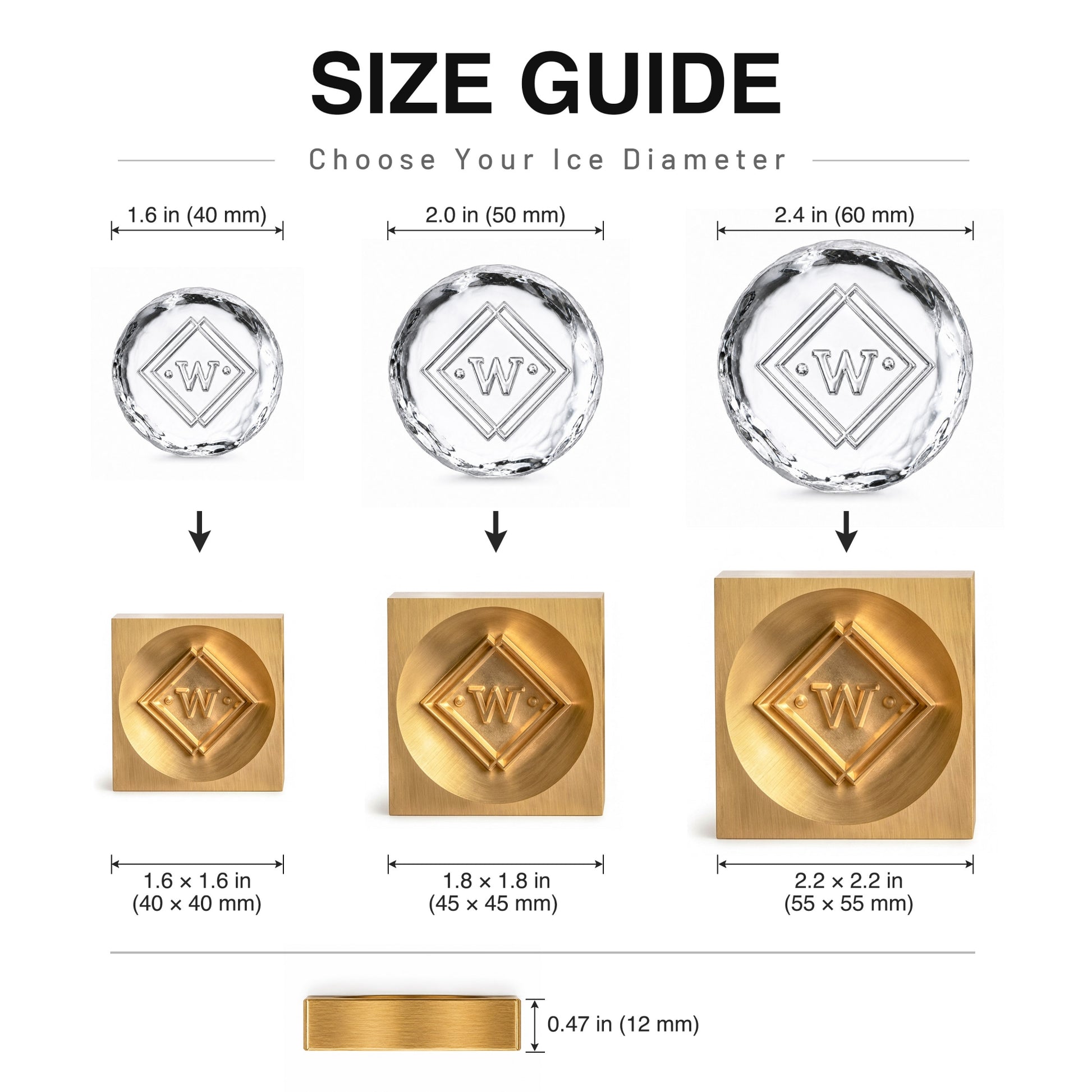 Custom Brass Ice Sphere Stamp with Your Logo : Artwork31