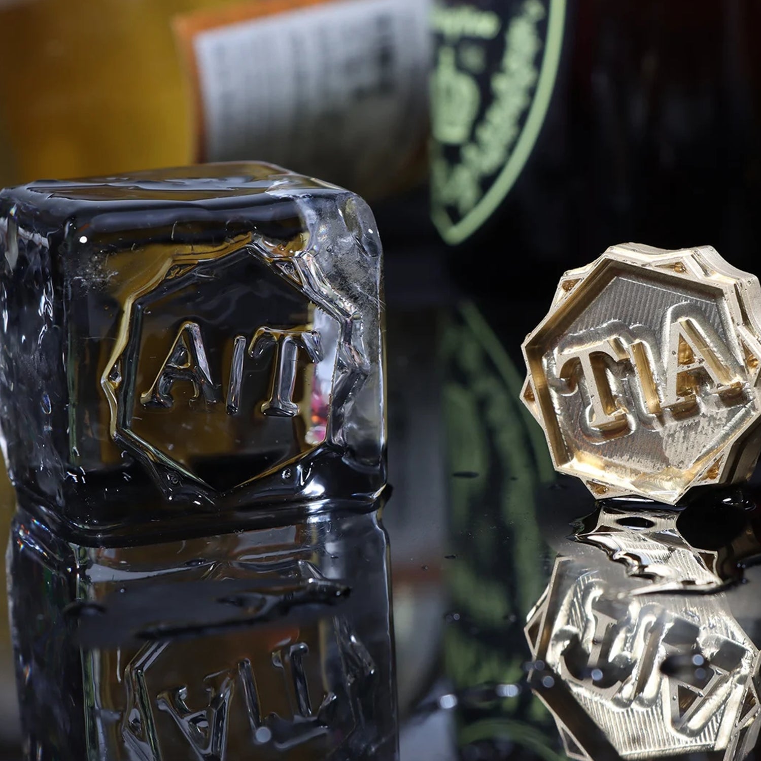 Geo Twist Double Monogram Brass Ice Stamp for Bartender & Planner