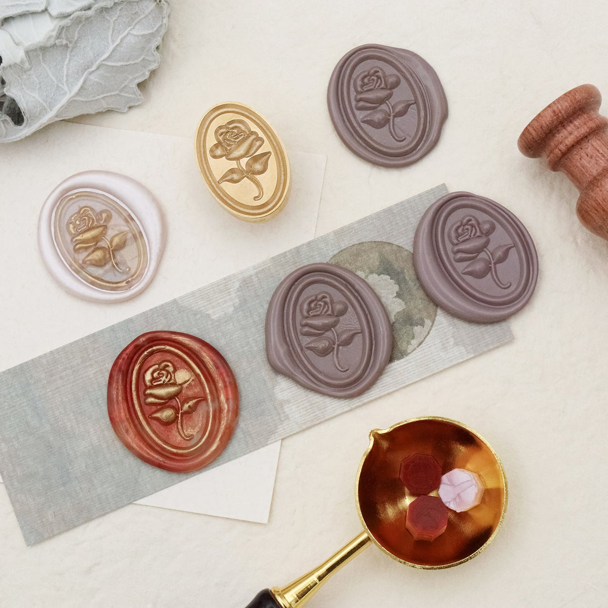 Stamprints Tampon Encreur Sceau de Cire Rose Relief 3D 3