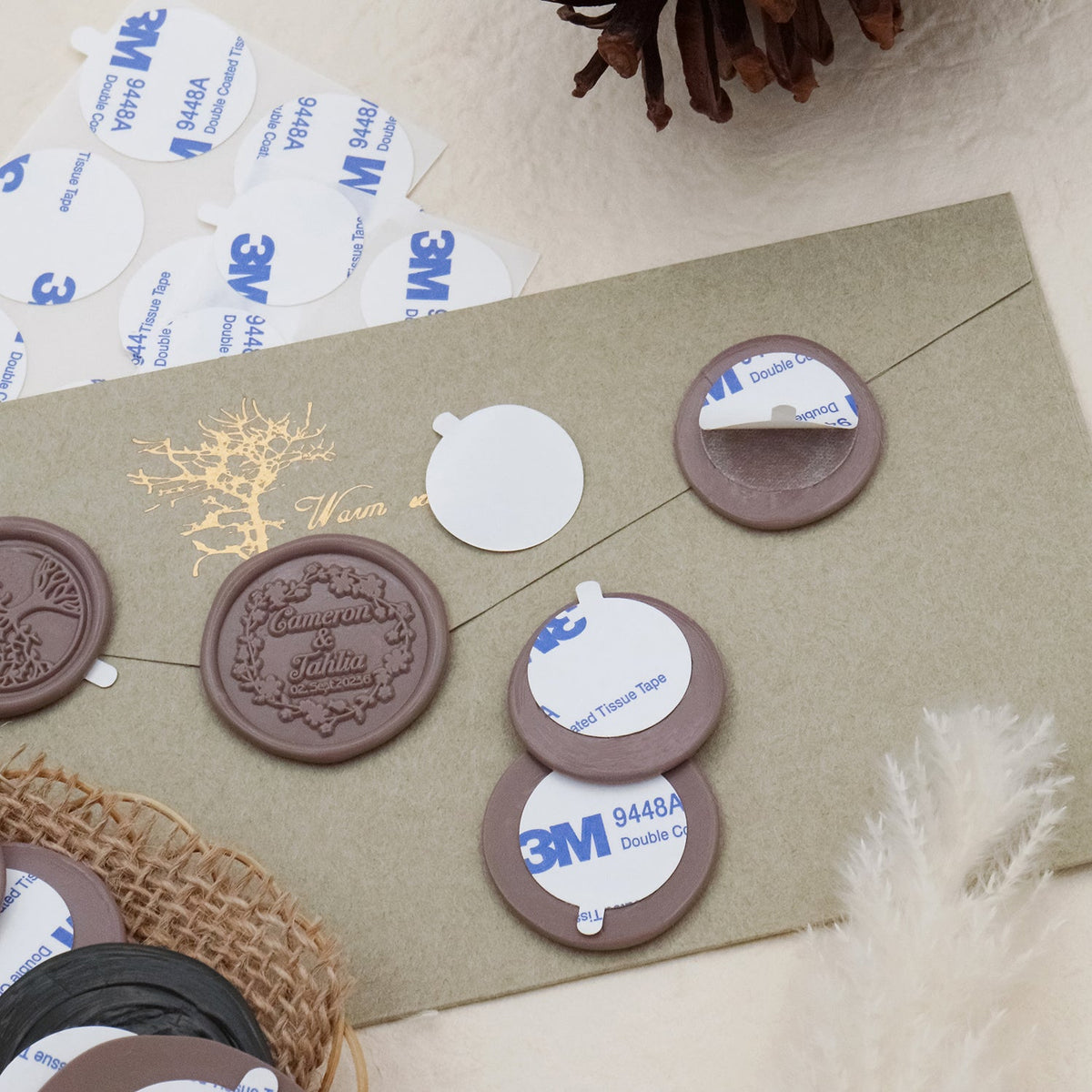 Stamprints Double Sided Adhesive Backings for Wax Seals 4