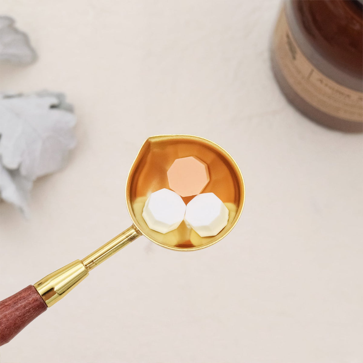 Stamprints Long Short Handled Wooden Melting Spoon 3